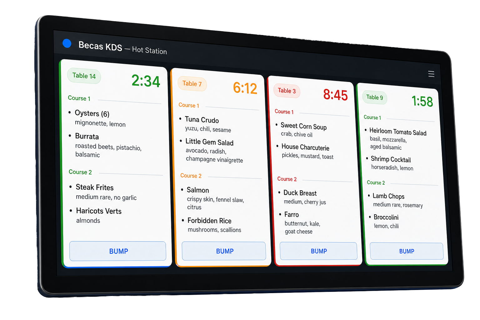 Becas KDS software showing multi-station routing